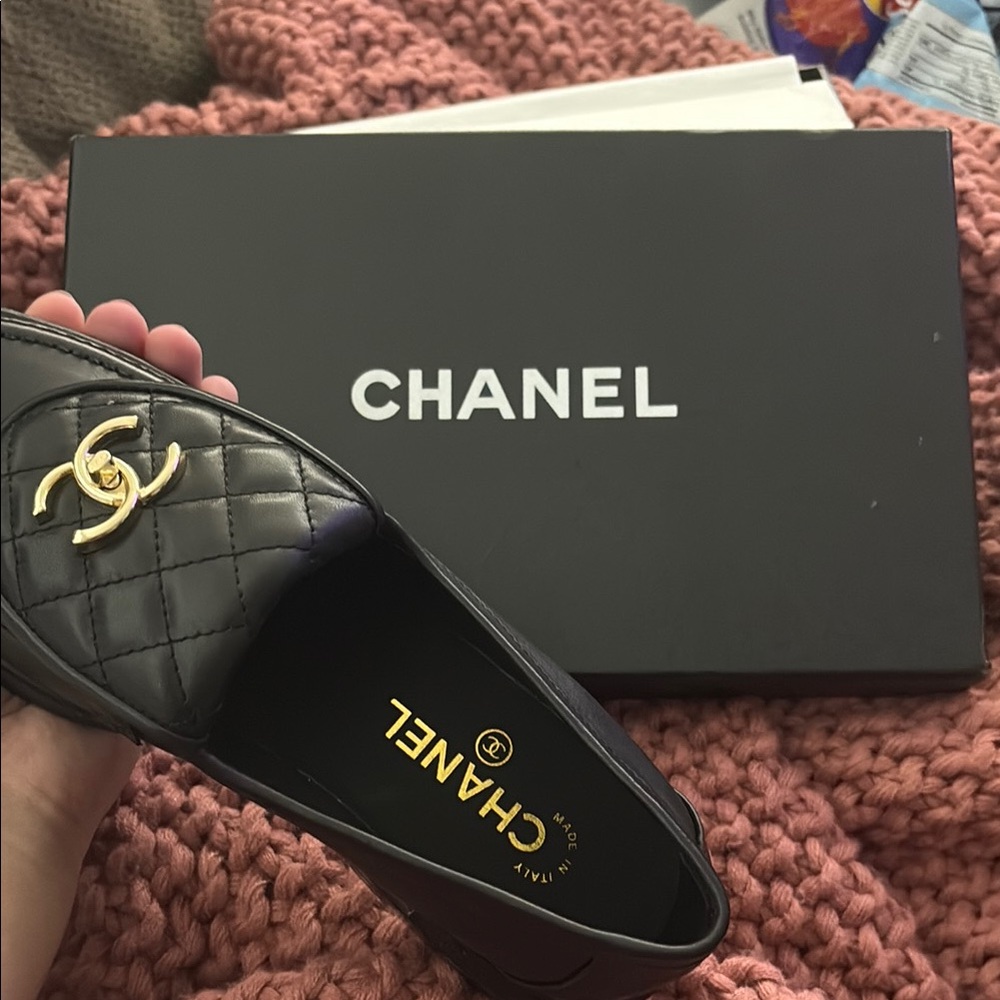 Chanel Black Leather Loafers NEW